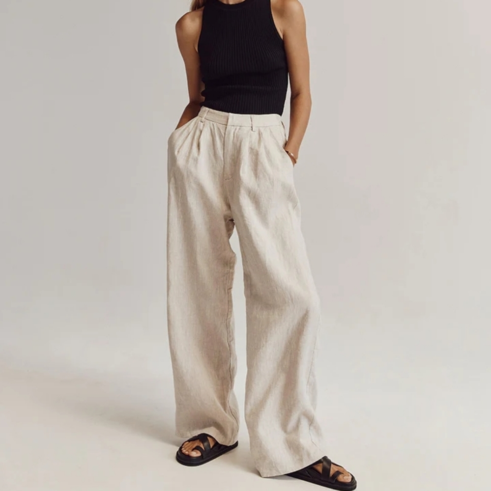 Dissh Norah Linen Wide Leg Pant In Natural